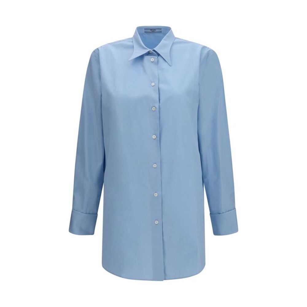 Prada Blue Cotton Dress Women's Shirt